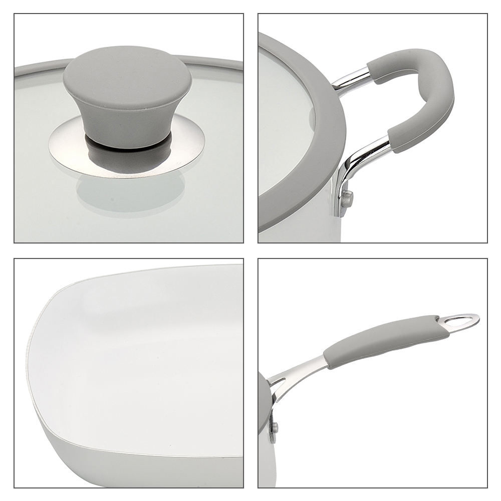 Smartpan 3 piezas blanco tamaño completo sección múltiple huevo cocina antiadherente cerámica sin aceite sartén