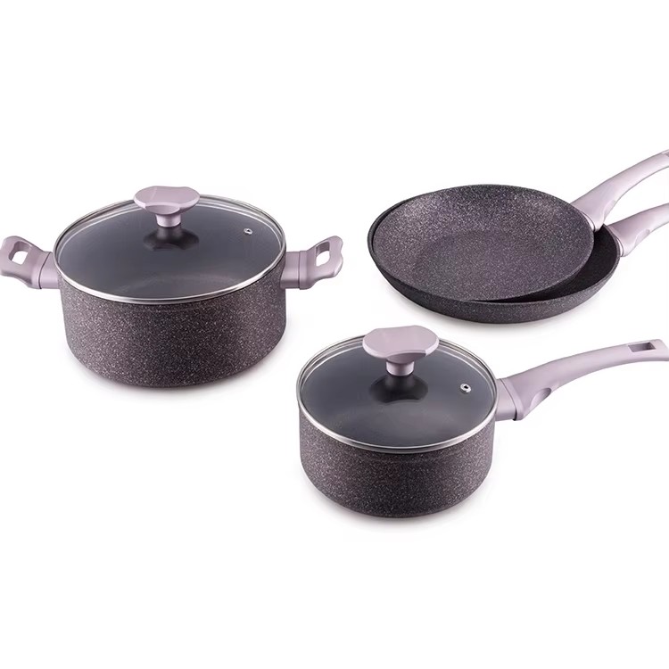 Los potes de cocinar de aluminio aptos para lavavajillas de la cocina y el Cookware antiadherente de las cacerolas fijan con la tapa de cristal