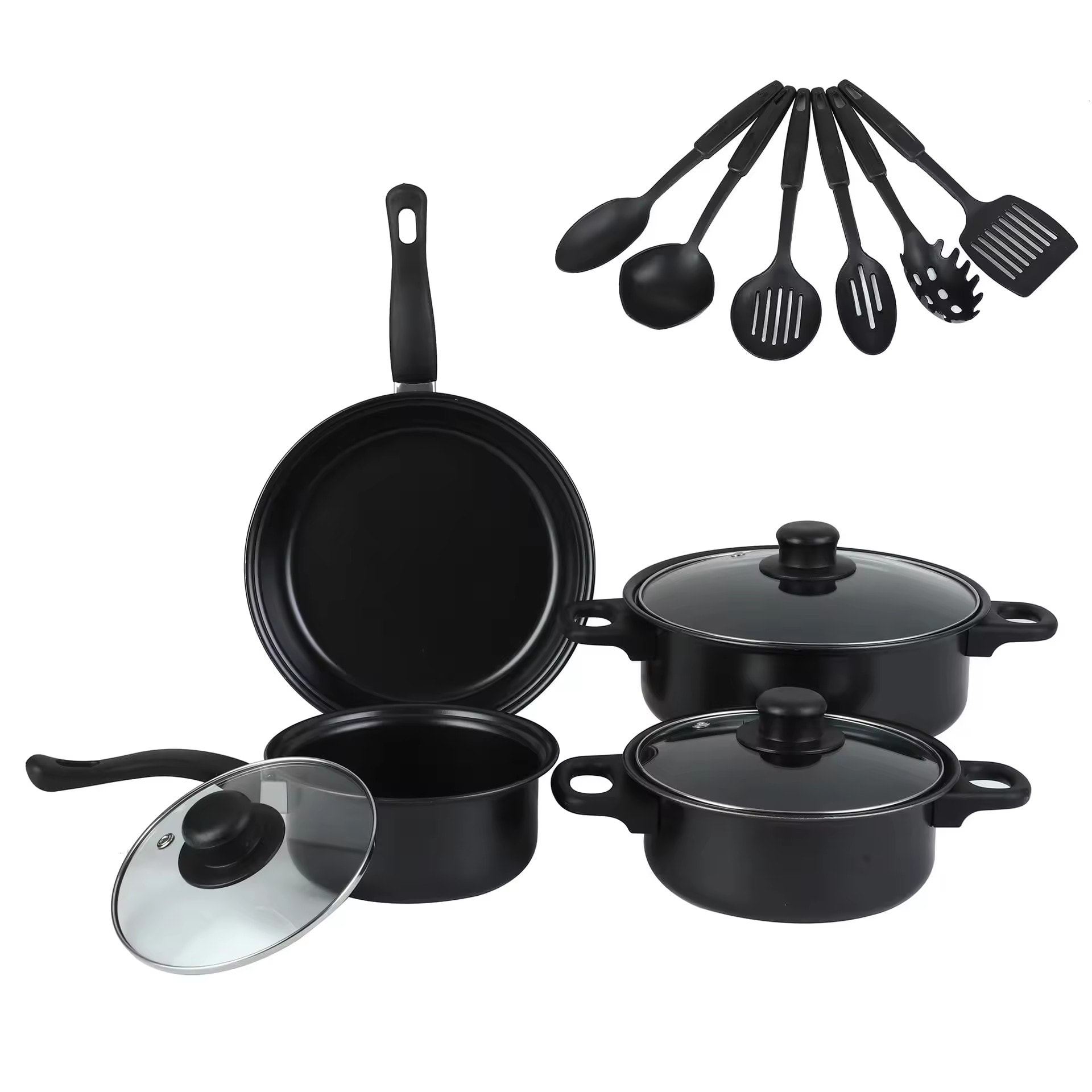 Los potes de cocinar de aluminio aptos para lavavajillas de la cocina y el Cookware antiadherente de las cacerolas fijan con la tapa de cristal