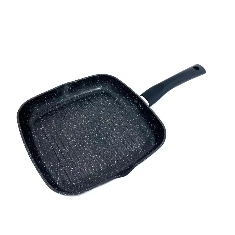 Utensilios de cocina, sartén antiadherente para parrilla, lavavajillas, inducción y cocina segura, sartén para parrilla de aluminio forjado con mango remachado resistente