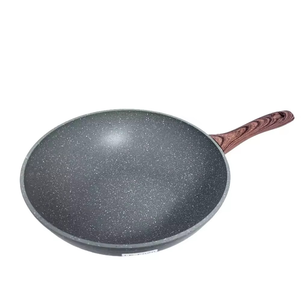 Cocina china de aluminio de tamaño personalizado que cocina la cacerola del wok con la tapa