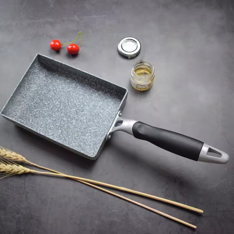 Sartén de piedra de arroz mai de estilo japonés, sartén antiadherente, sartén cuadrada pequeña para tortilla