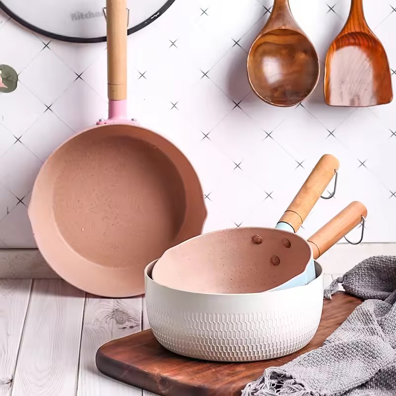 Olla antiadherente de estilo japonés, estufa de gas, Cocina de Inducción, comida para bebé, leche, olla pequeña para sopa, olla para fideos instantáneos