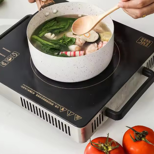 Olla para freír estilo japonés con borde cruzado, piedra de arroz para el hogar, olla de leche plana antiadherente para nieve, olla para Fideos Instantáneos de doble propósito