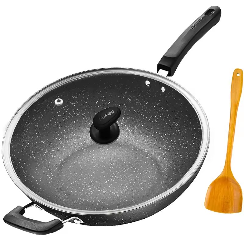 Wok antiadherente con cocina de gas de la cocina de inducción del wok los 32cm del hogar