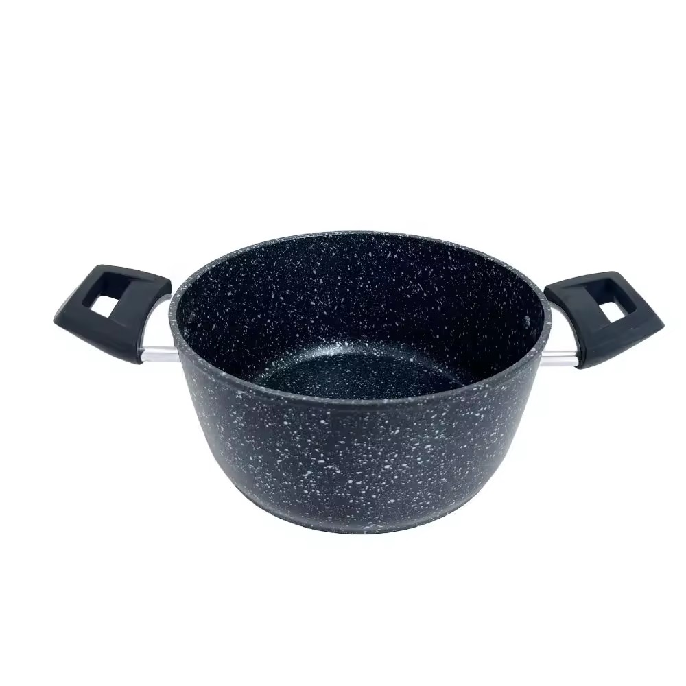 Cacerola con revestimiento de puntos de granito, ollas comunes de 3-6l con cubierta de vidrio, olla para sopa de calor rápido, utensilios de cocina de alta calidad