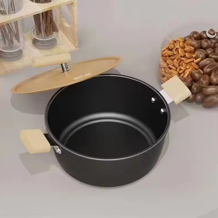 Juego de wok de tres piezas con tablero de trigo multifuncional, olla de piedra para el hogar, sartén antiadherente para regalo de actividades